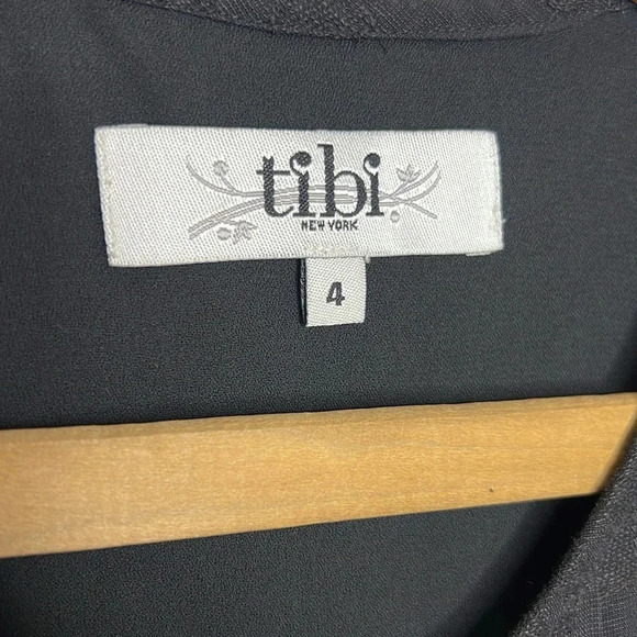 TIBI New York 100% Linen Floral Damask Ruffle Snap Button Sleeveless Dress - Picture 9 of 12